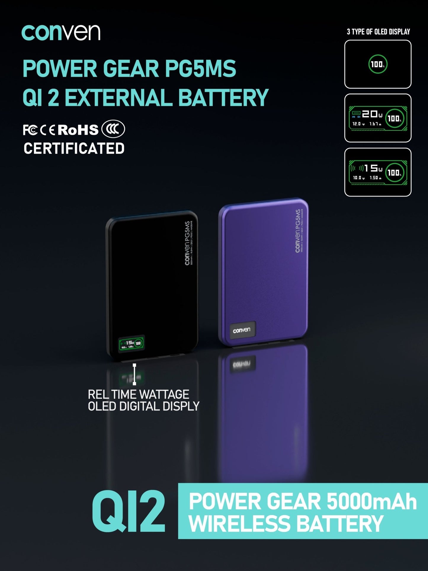CONVEN PG5MS 5000mAh External Battery - CONVEN