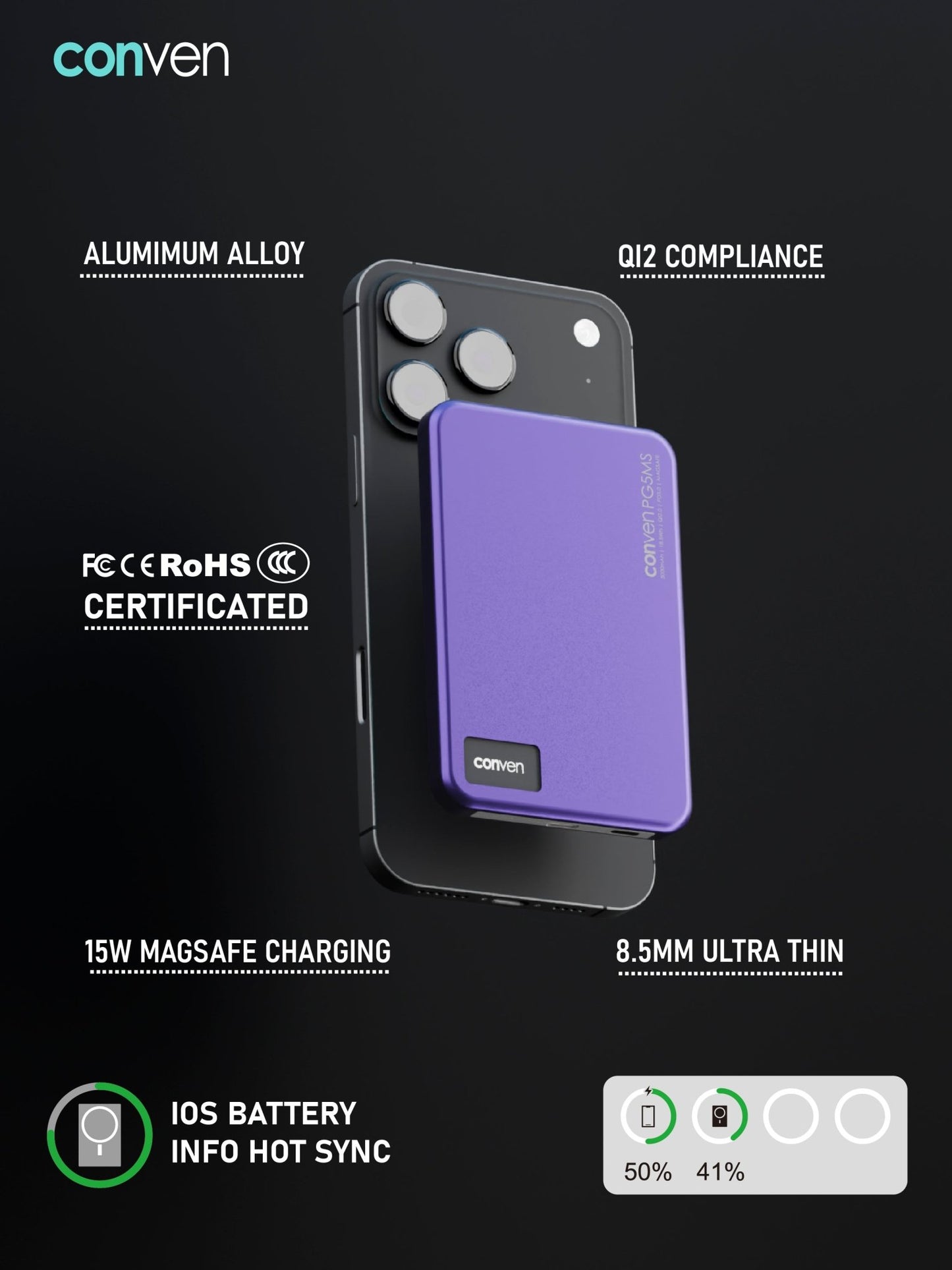 CONVEN PG5MS 5000mAh External Battery - CONVEN