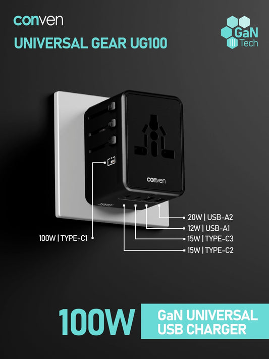 CONVEN UG100 100W Gan UNIVERSAL ADAPTOR - CONVEN