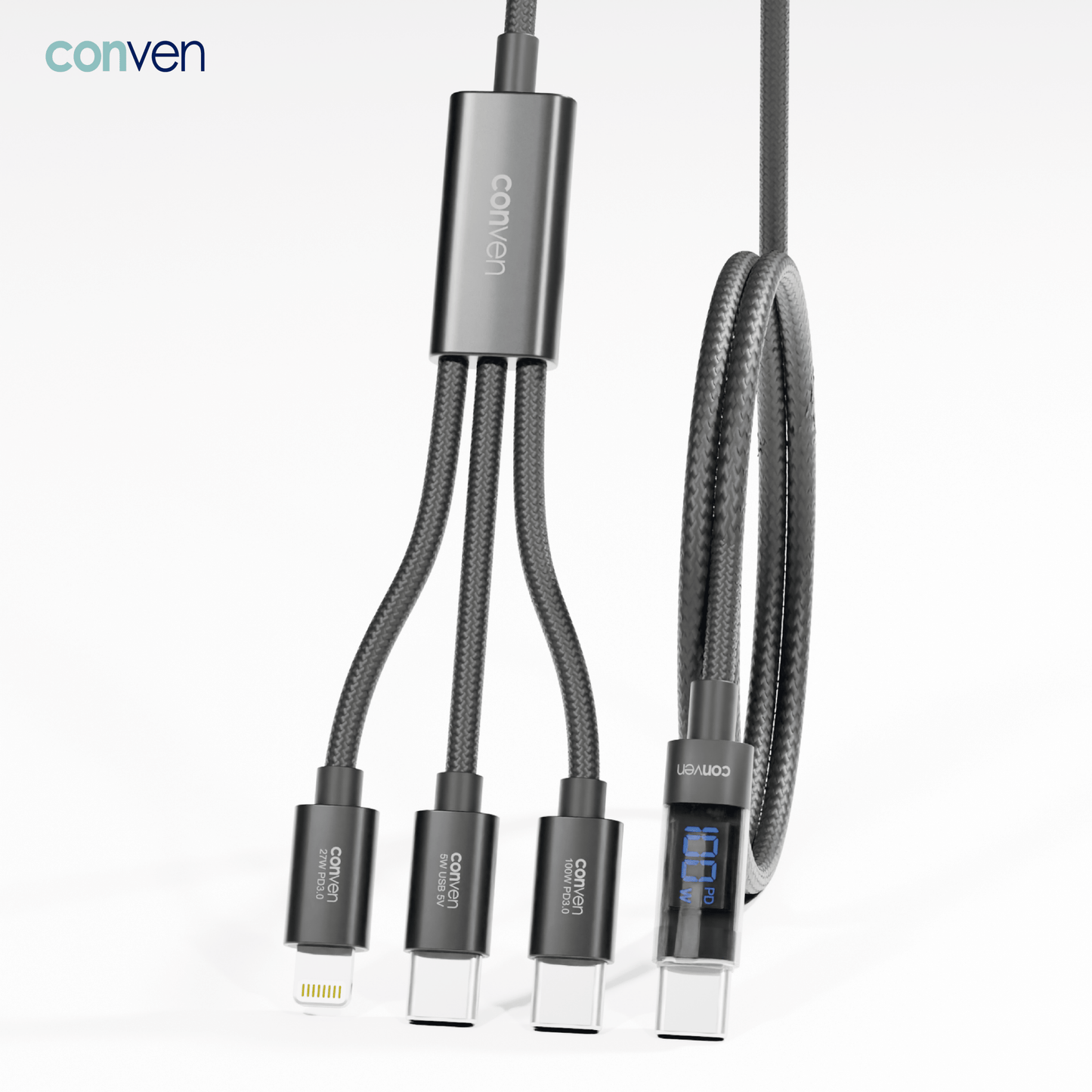 Type - C 3 in 1 100W PD (Gen 4) Quick charge Cable - CONVEN