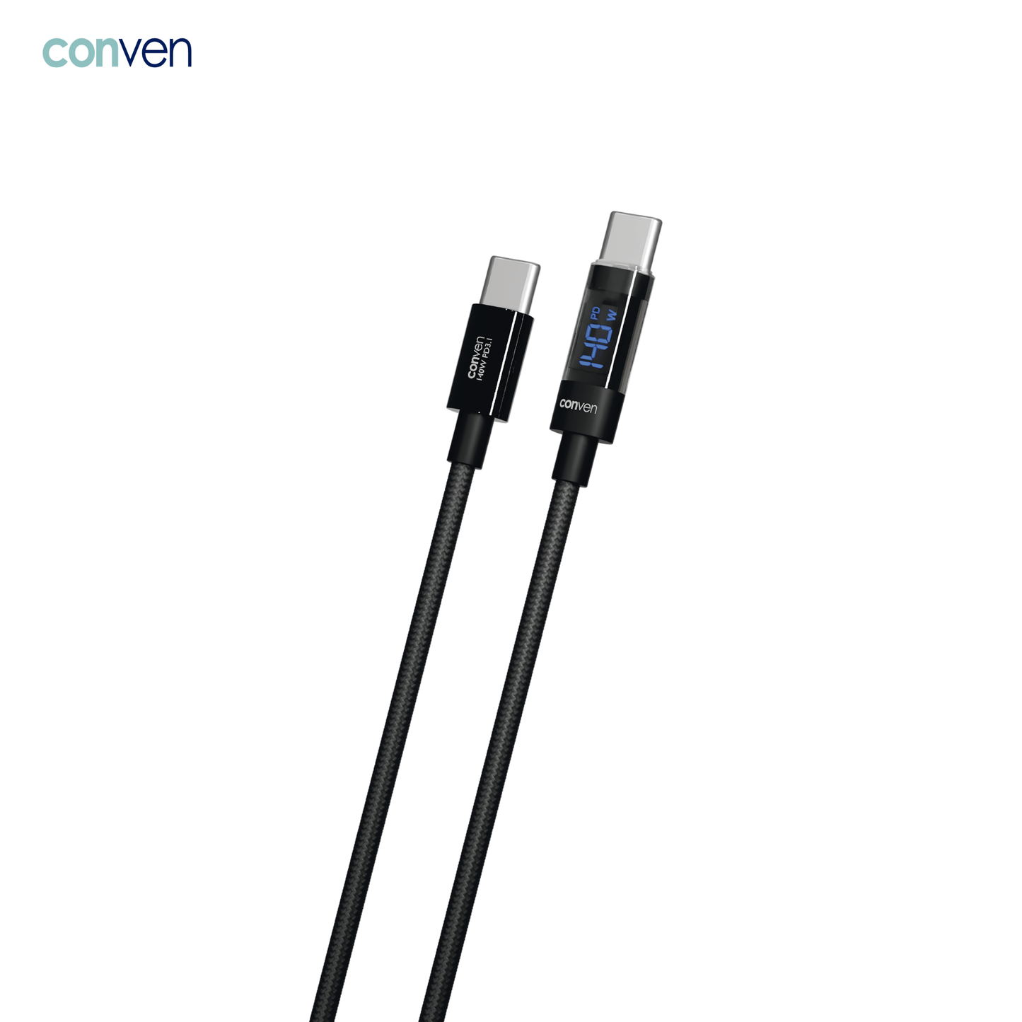 USB Type - C 140W PD 3.1 LED Display Quick Charge Cable - CONVEN