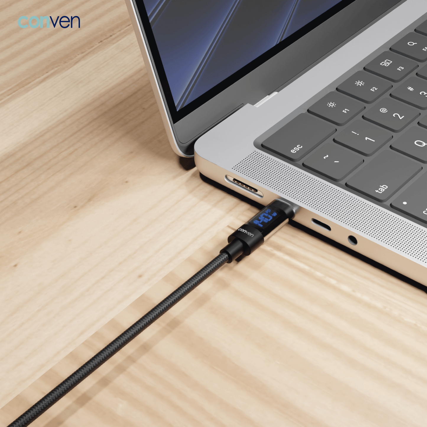 USB Type - C 140W PD 3.1 LED Display Quick Charge Cable - CONVEN