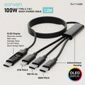 CONVEN 100W (Gen 5) OLED Display Type-C 3in1 Quick Charge Cable - CONVEN