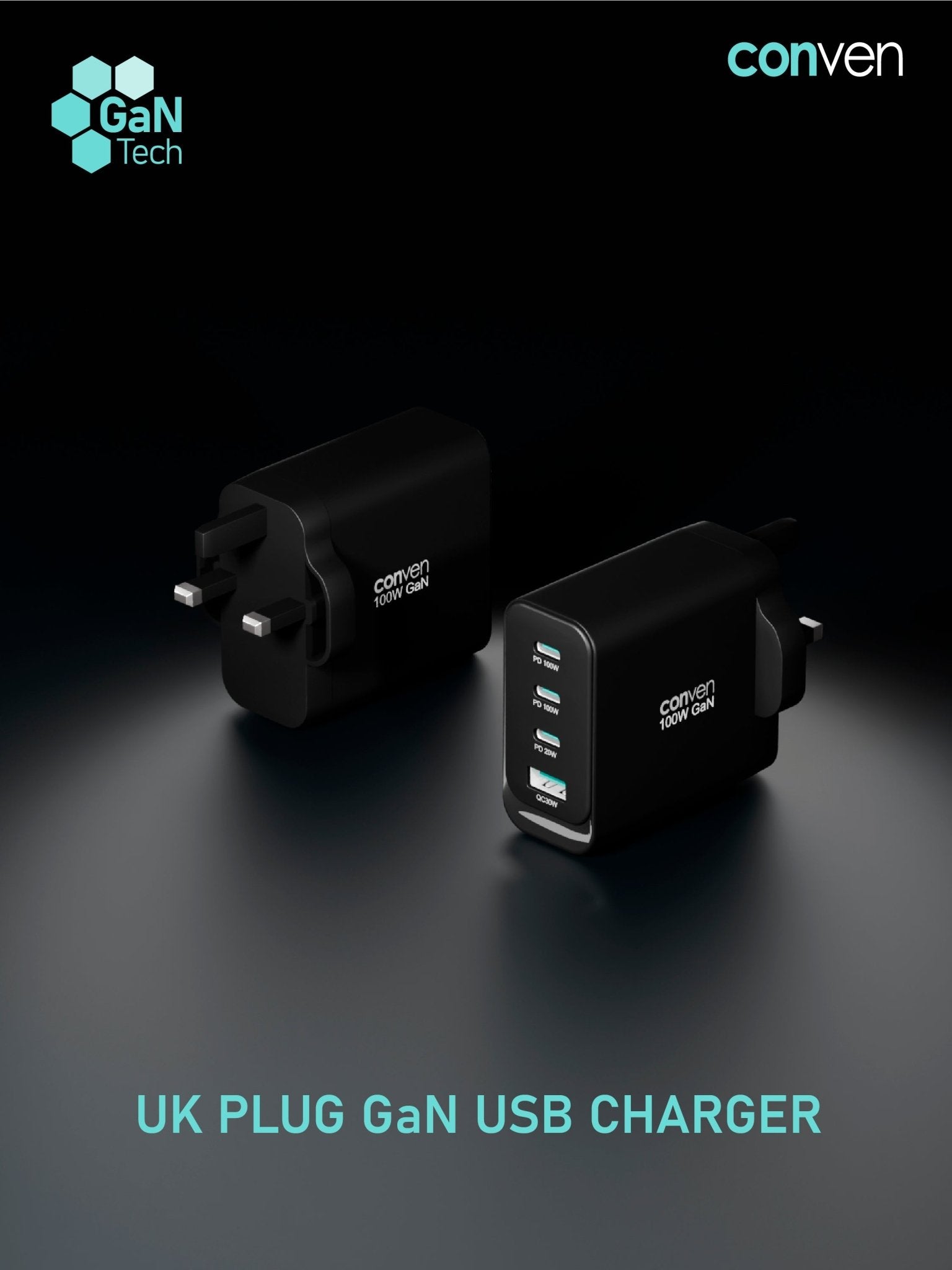 CONVEN TG100E 100W Gan TRAVEL CHARGER - CONVEN