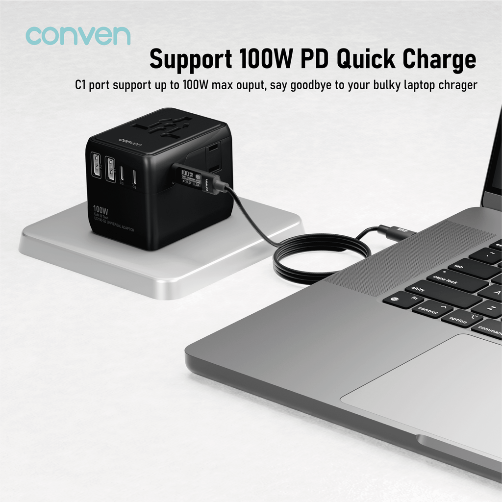 CONVEN UG100-G2 100W Gan UNIVERSAL POWER ADAPTOR & CHARGER - CONVEN