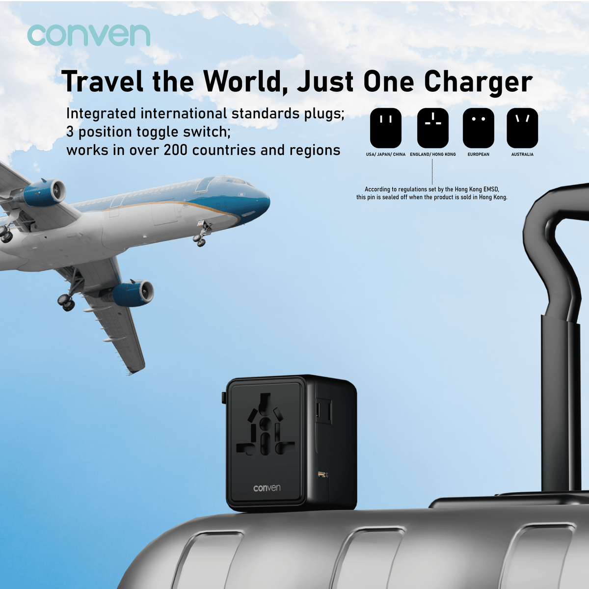 CONVEN UG100-G2 100W Gan UNIVERSAL POWER ADAPTOR & CHARGER - CONVEN