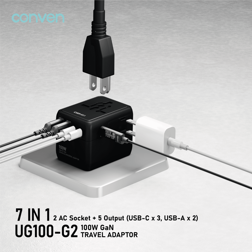 CONVEN UG100-G2 100W Gan UNIVERSAL POWER ADAPTOR & CHARGER - CONVEN